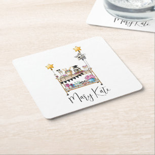 Graduation Bar Cart Party Square Paper Coaster