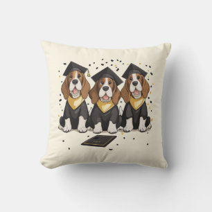 Graduation Basset Hound Dogs Cushion