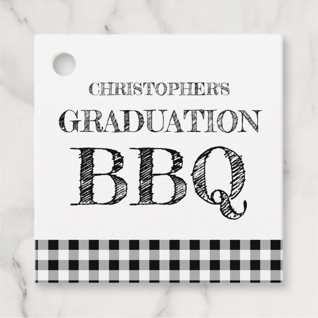 Graduation BBQ Gingham Favour Tags (Front)
