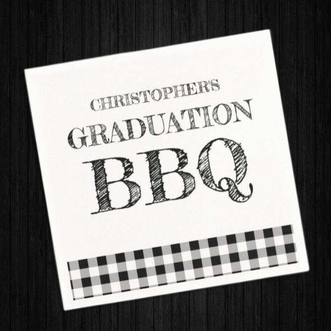 Graduation BBQ Gingham Napkin (Creator Uploaded)