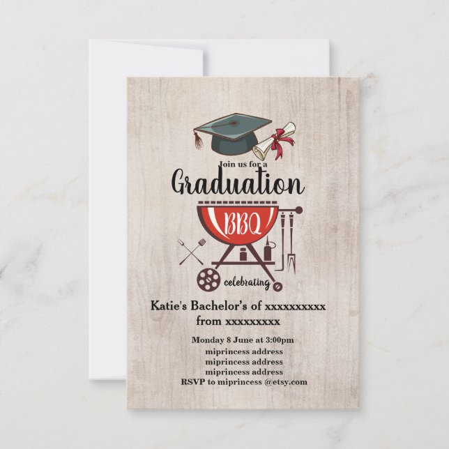 Graduation BBQ invitation, grad party Invitation (Front)