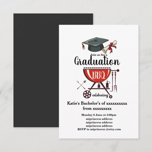 Graduation BBQ invitation, grad party Invitation (Front/Back)