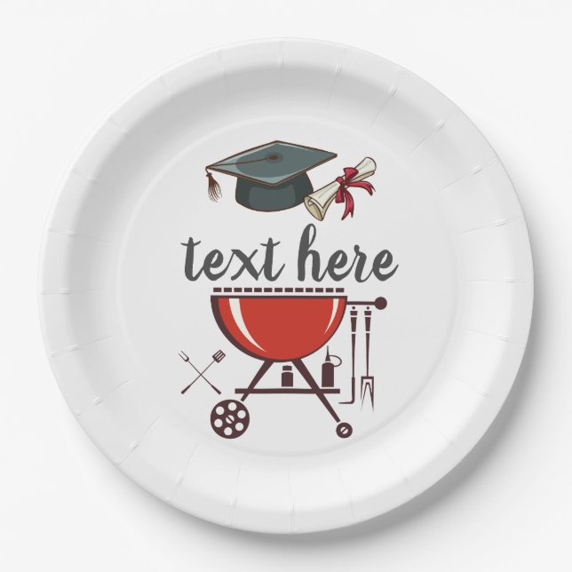 Graduation BBQ invitation, grad party Invitation Paper Plate (Front)