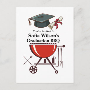 Graduation BBQ invitation, grad party Invitation Postcard