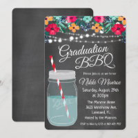 Graduation BBQ Mason Jar Invitation