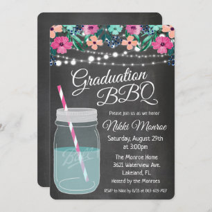 Graduation BBQ Mason Jar Invitation