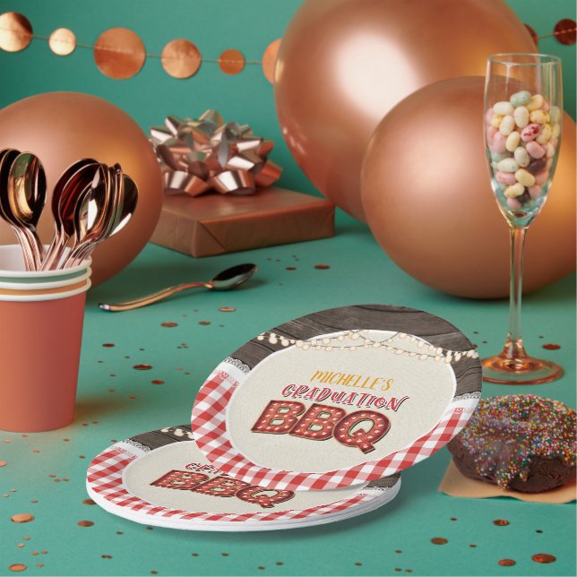 Graduation BBQ Paper Plate - Red (Multi)
