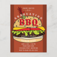 Graduation BBQ Party Burger Invitation