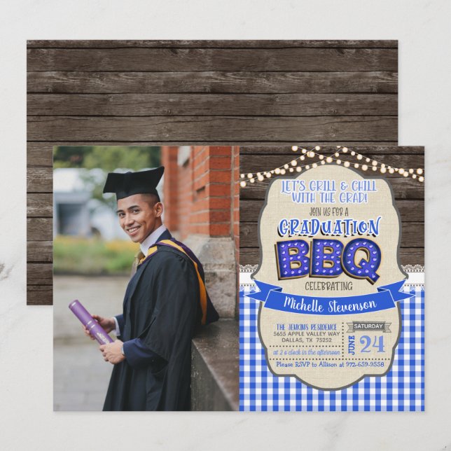 Graduation BBQ Party Invitation - Grill & Chill GP (Front/Back)