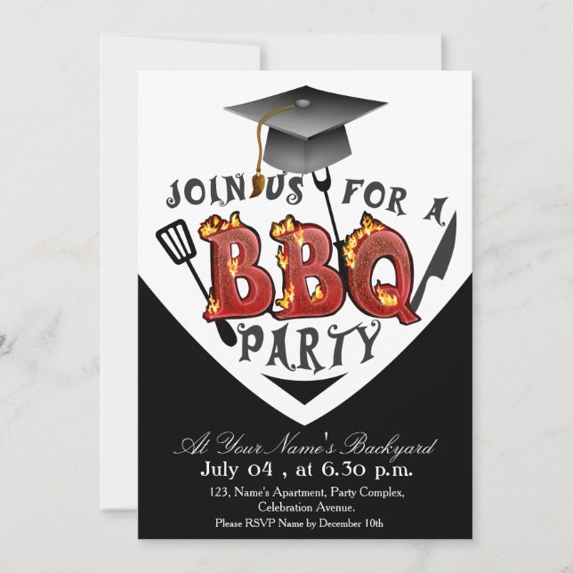 Graduation BBQ party invitations (Front)