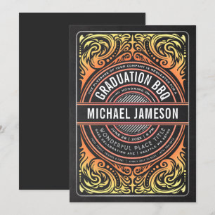 Graduation BBQ Party Invitations Grill & Fire