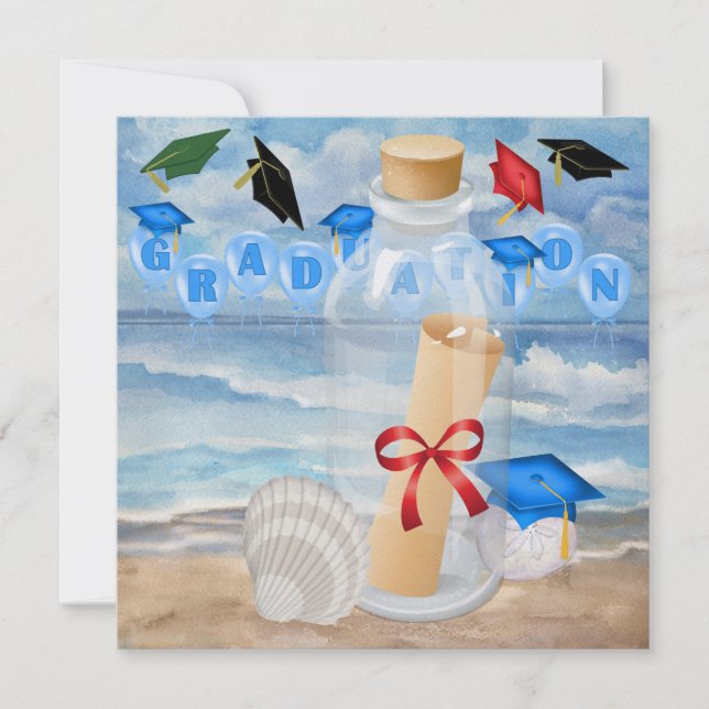 Graduation - "Beach Invitation in a Bottle" - SRF (Front)