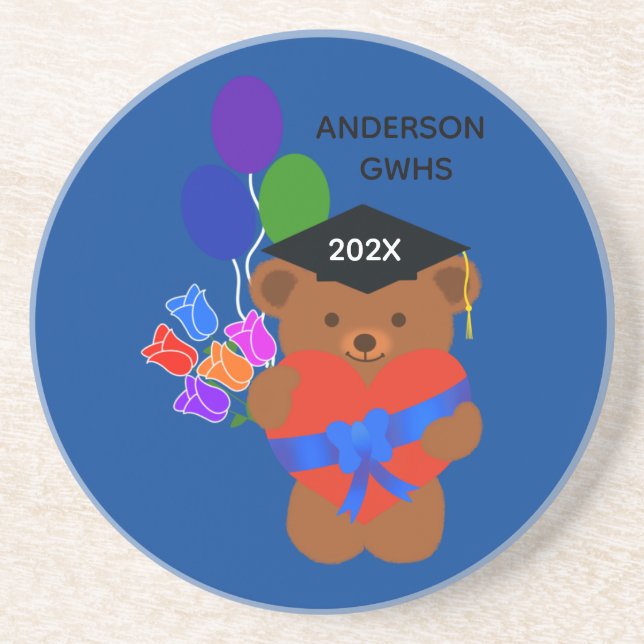 Graduation Bear #3 Coaster (Front)