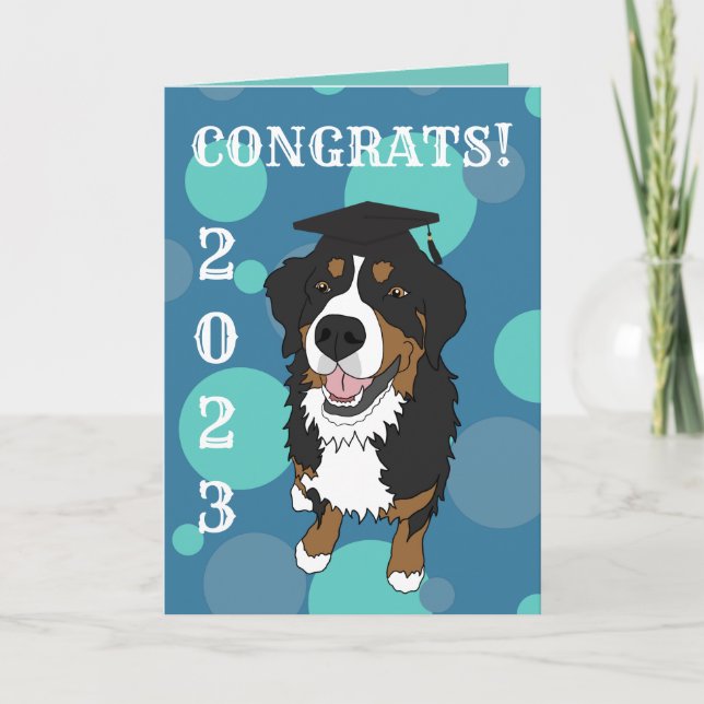 Graduation Bernese Mountain Dog  Card (Front)