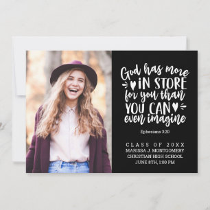 Graduation Bible Verse Photo White Script Black Announcement