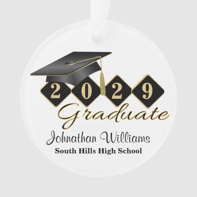 Graduation Black and Gold Classic 20XX Photo Ornament (Front)