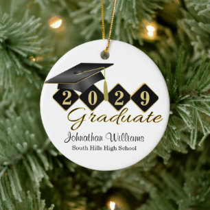 Graduation Black and Gold Classic Ceramic Tree Decoration