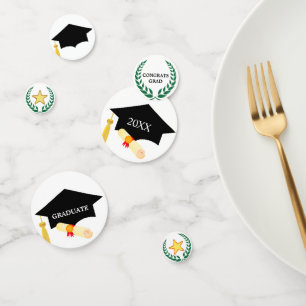 Graduation black cap, laurel & stars Confetti