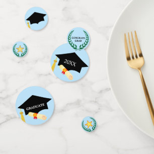 Graduation black cap, laurel & stars Confetti