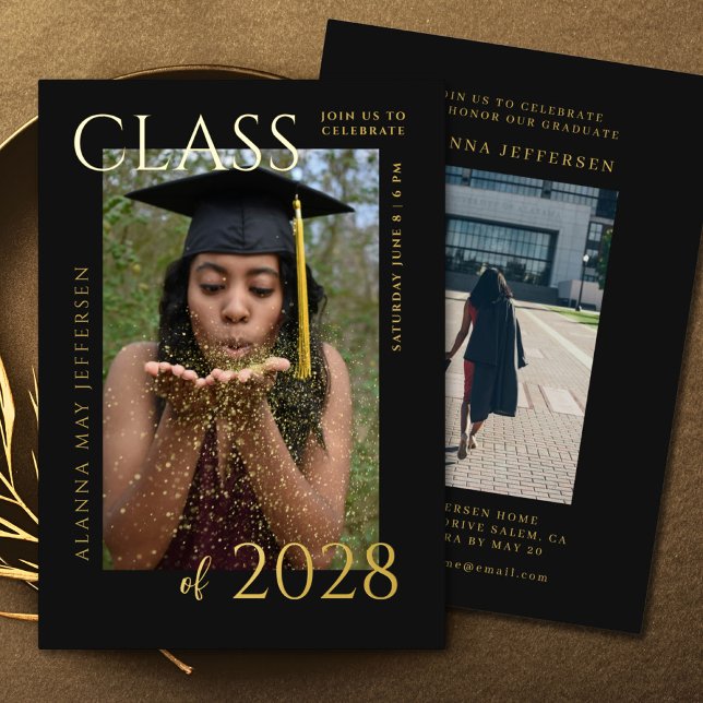 Graduation Black Gold Foil Graduate Invitation (Creator Uploaded)