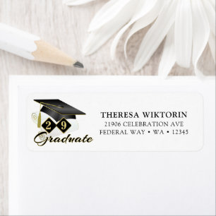 Graduation Black Gold Return Address