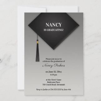 Graduation Black Hat Invitation