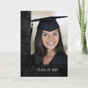 Graduation black leather photo frame invitation