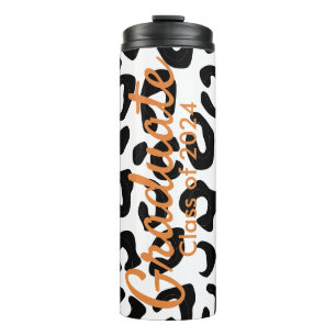Graduation Black Leopard Typography Thermal Tumbler