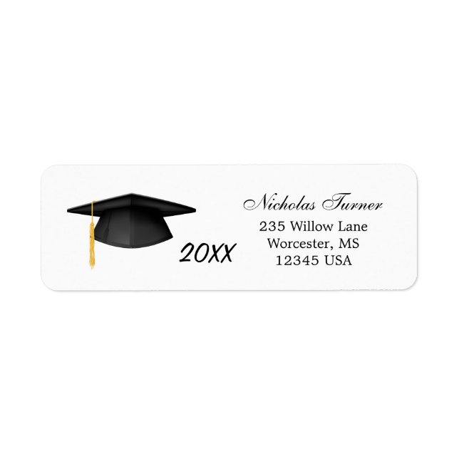 Graduation black mortar cap Label (Front)