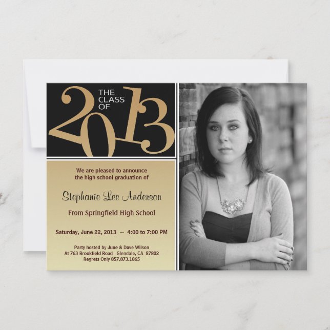 Graduation Black On Gold Invite (Front)