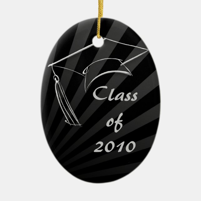 Graduation Black Personalised Christmas Ornament (Front)