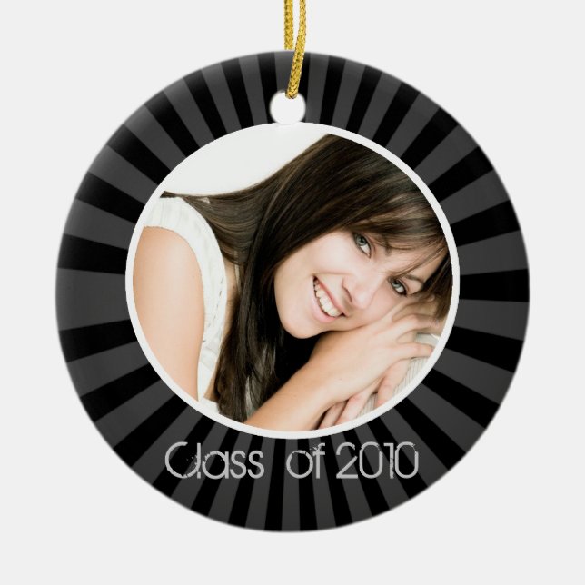 Graduation Black Photo Christmas Ornament (Front)