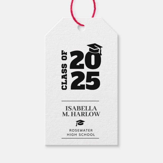 Graduation Black Tassel Cap Gift Tags (Front)