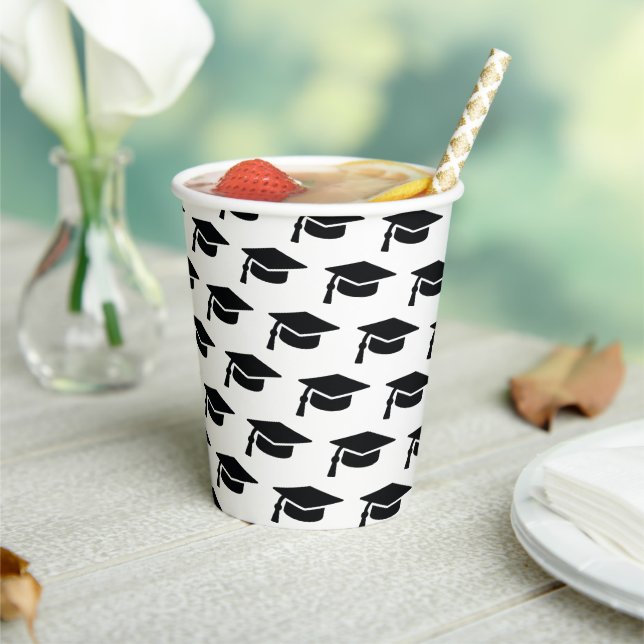 Graduation Black Tassel Cap Paper Cups (Insitu)