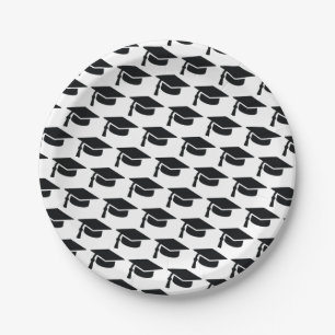 Graduation Black Tassel Cap Paper Plate