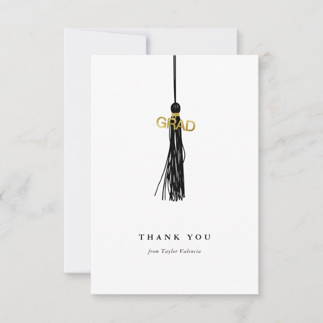Graduation Black Tassel Custom Thank You Card (Front)