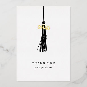 Graduation Black Tassel Thank You Gold Foil Holiday Card