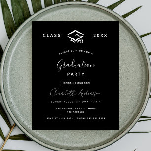Graduation black white 2024 budget invitation