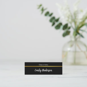 Graduation Black White and Gold Graduate Name Card