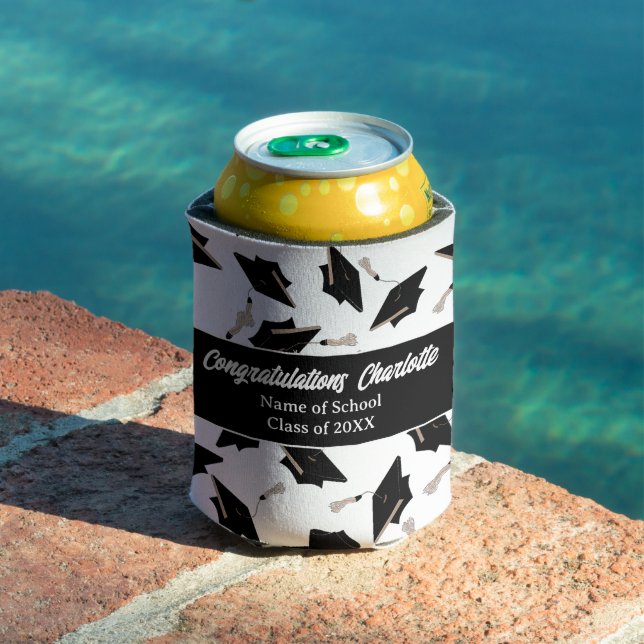 Graduation Black White Caps Party Supplies Can Cooler (In Situ Pool)