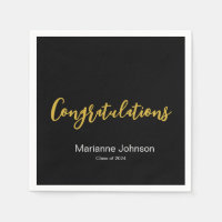 Graduation Black White Gold Congratulations Name