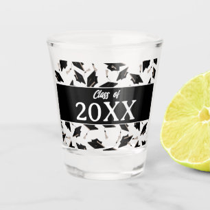 Graduation Black White Personalised Class of Shot Glass