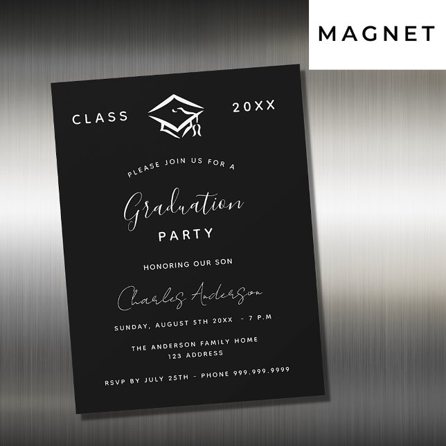 Graduation black white simple 2024 luxury magnetic invitation (Creator Uploaded)