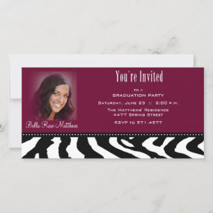 Graduation Black Zebra Photo Card