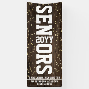 Graduation Block Letter Rustic Wood Confetti Banner