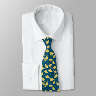 Graduation Blue and Gold Caps in the Air Tie