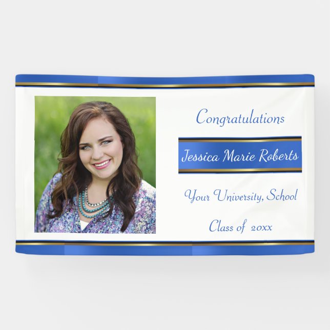 Graduation, Blue, Custom Photo, Banner (Horizontal)