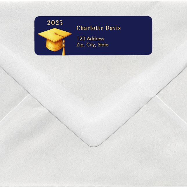 Graduation blue gold cap 2025 return address  (Creator Uploaded)