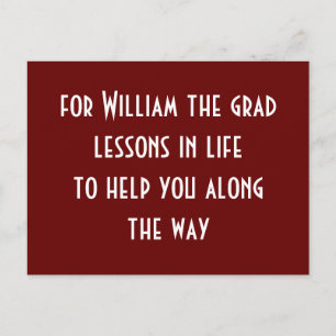 Graduation Blue Party Words Of Advice Card Lessons