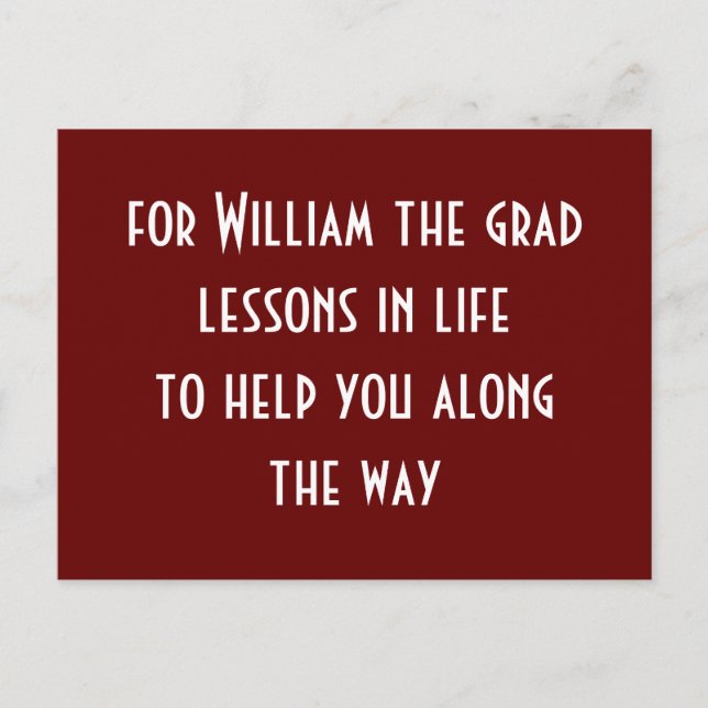 Graduation Blue Party Words Of Advice Card Lessons (Front)